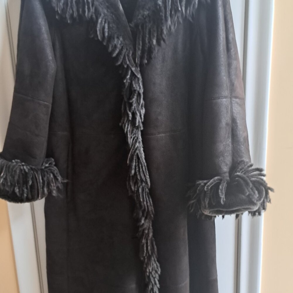 Beautiful, long, brown shearling coat